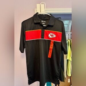Kansas City Chiefs Men’s MED Black Short Sleeve Polo Shirt. NFL Brand. NWT